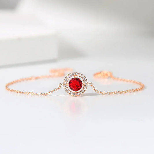 Classic Pink Bracelet with Red Stones and Crystals