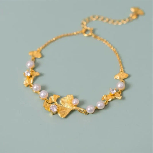 Classic Bracelet with Ginkgo Leaves